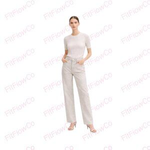 ZARA Metallic Straight-Leg Jeans – Silver Wash  US 4 / EU 36  EUC